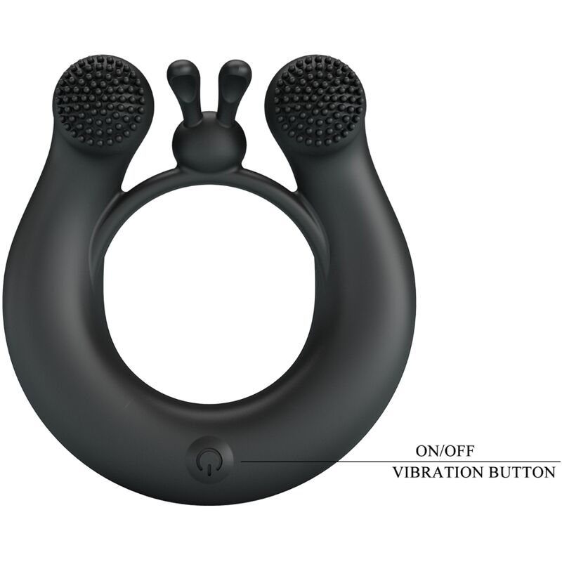 PRETTY LOVE - DAHLIA VIBRATIERING + CLITORIS STIMULATOR 12 VIBRATIES ZWART