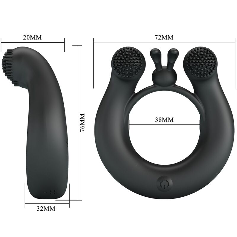 PRETTY LOVE - DAHLIA VIBRATIERING + CLITORIS STIMULATOR 12 VIBRATIES ZWART