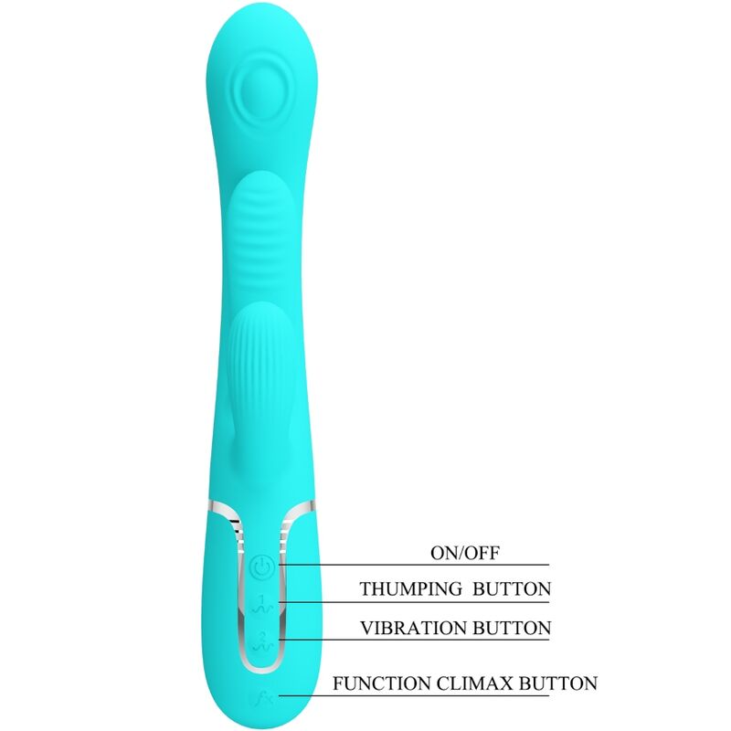 PRETTY LOVE - SHANIA TRIPLE RABBIT MULTIFUNCTIONELE VIBRATOR 3 IN 1 BLAUW