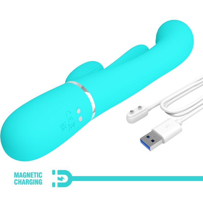 PRETTY LOVE - SHANIA TRIPLE RABBIT MULTIFUNCTIONELE VIBRATOR 3 IN 1 BLAUW