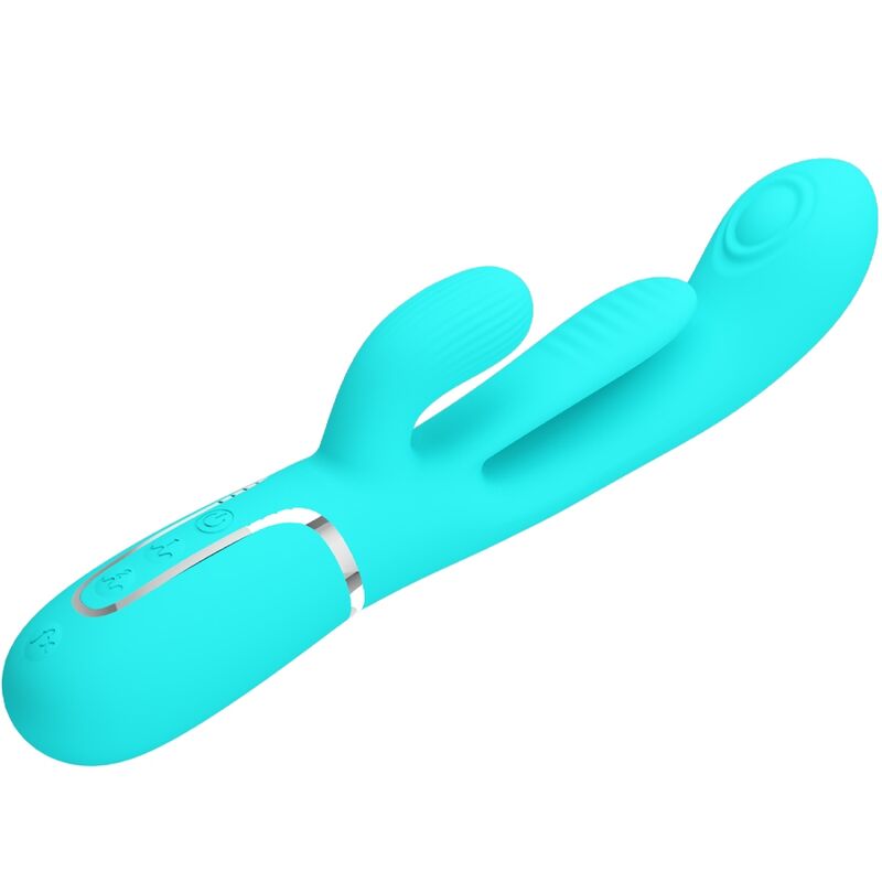 PRETTY LOVE - SHANIA TRIPLE RABBIT MULTIFUNCTIONELE VIBRATOR 3 IN 1 BLAUW