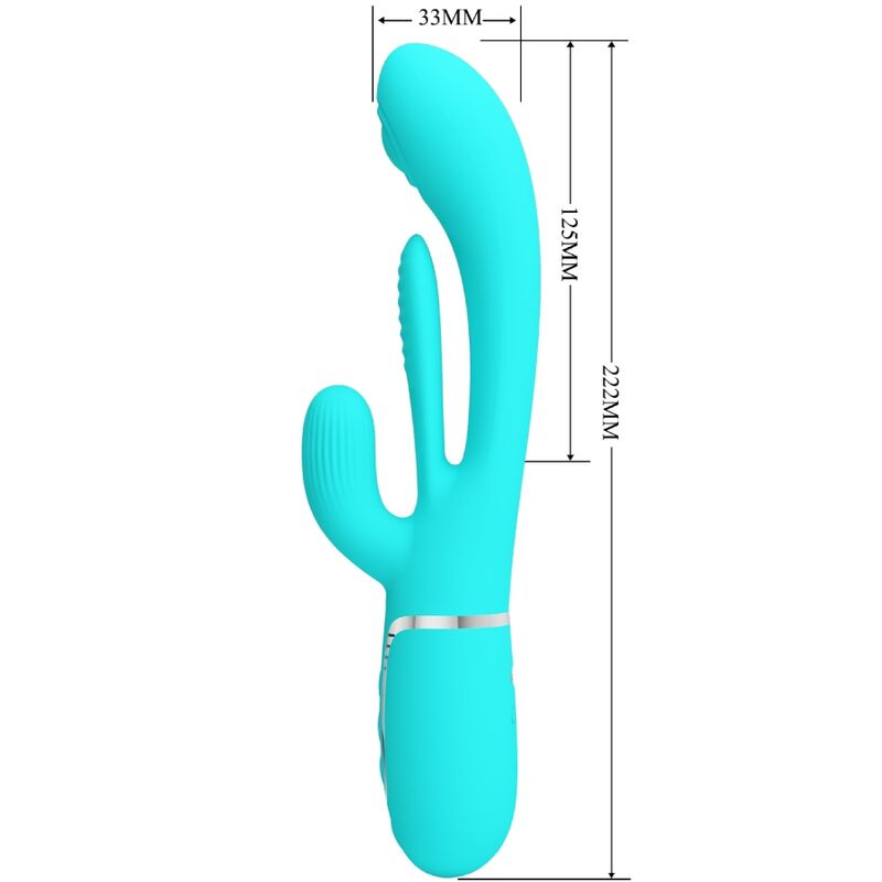 PRETTY LOVE - SHANIA TRIPLE RABBIT MULTIFUNCTIONELE VIBRATOR 3 IN 1 BLAUW