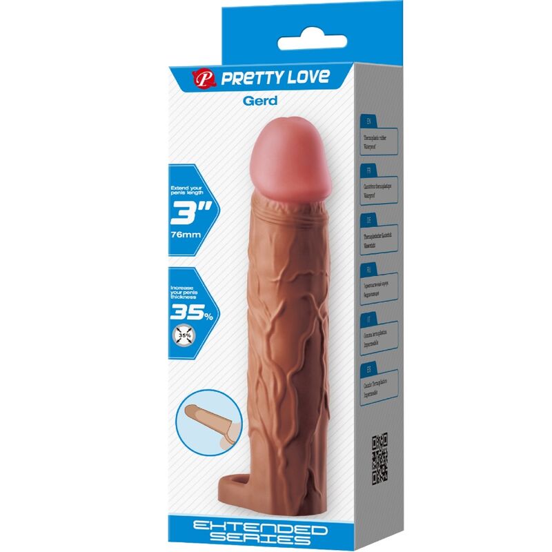PRETTY LOVE - GERD PENIS SLEEVES MET 7,6 CM VERLENGING MULATTO