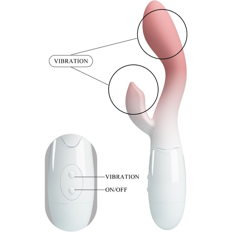PRETTY LOVE - VIBRATEUR POINT G LUMINEUX + STIMULATEUR DE CLITORIS 30 VIBRATIONS ROSE