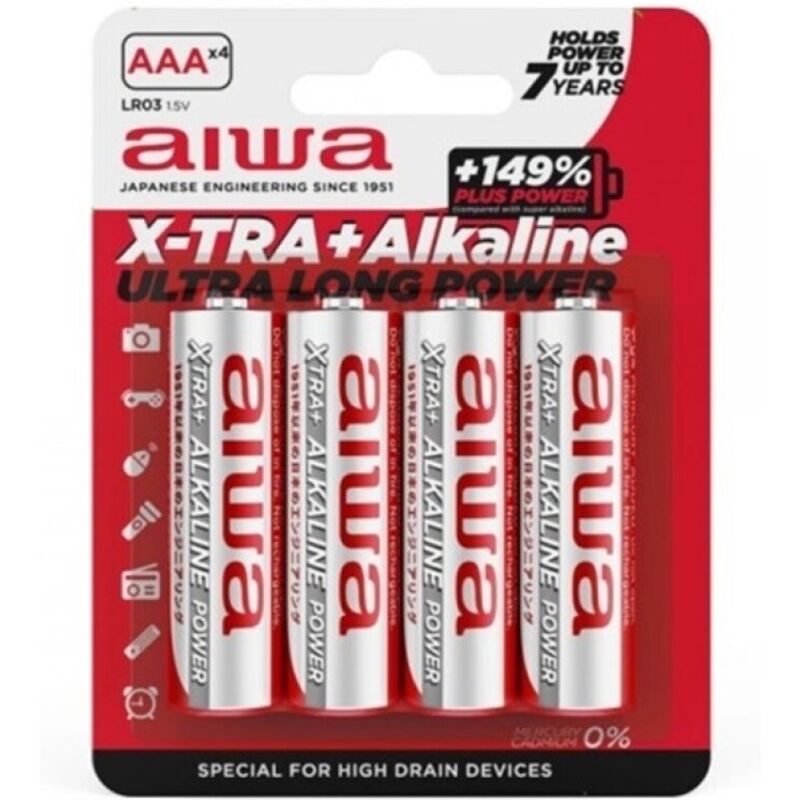 AIWA - Piles alcalines X-TRA AAA LR03 BLISTER*4