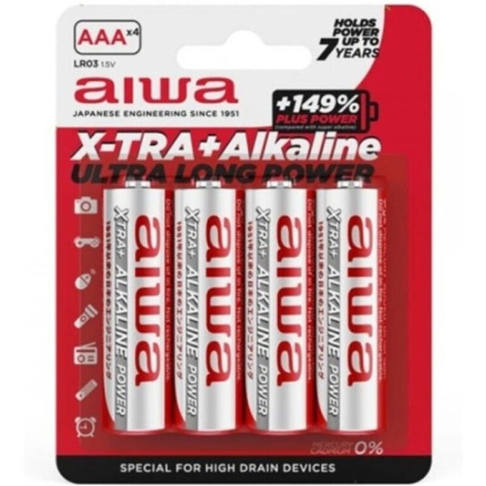AIWA - Piles alcalines X-TRA AAA LR03 BLISTER*4