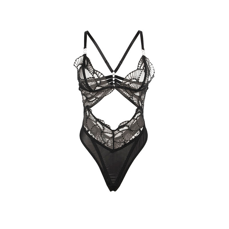 SUBBLIME - 955212 TRANSPARANTE BODY MET ZWARTE HOLLE KANT S/M