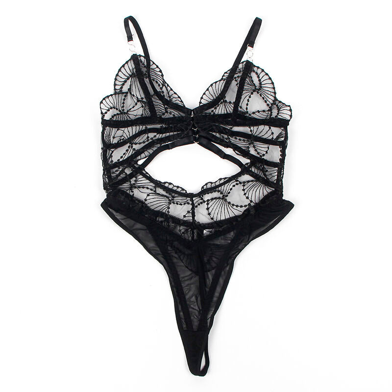 SUBBLIME - 955212 TRANSPARANTE BODY MET ZWARTE HOLLE KANT S/M