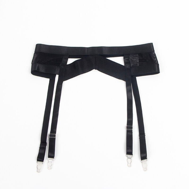 SUBBLIME - 955236 ENSEMBLE SOUTIEN-GORGE BONDAGE NOIR AVEC BANDE JARRETELLES S/M