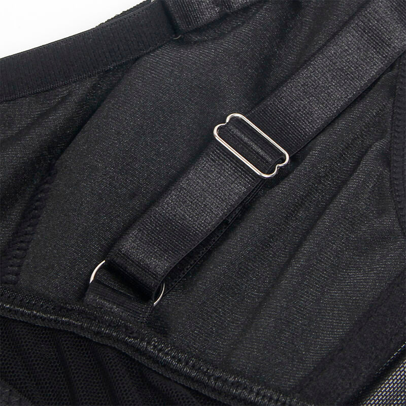 SUBBLIME - 955236 ENSEMBLE SOUTIEN-GORGE BONDAGE NOIR AVEC BANDE JARRETELLES S/M