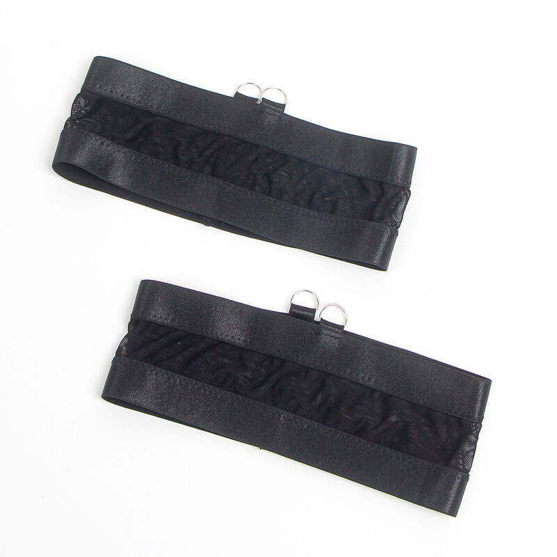 SUBBLIME - 955243 ENSEMBLE SOUTIEN-GORGE BONDAGE NOIR AVEC BANDE JARRETELLES L/XL