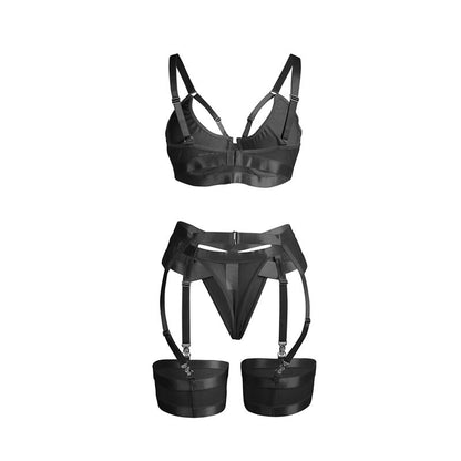 SUBBLIME - 955243 SCHWARZER BONDAGE-BH MIT STRUMPFBAND-SET L/XL