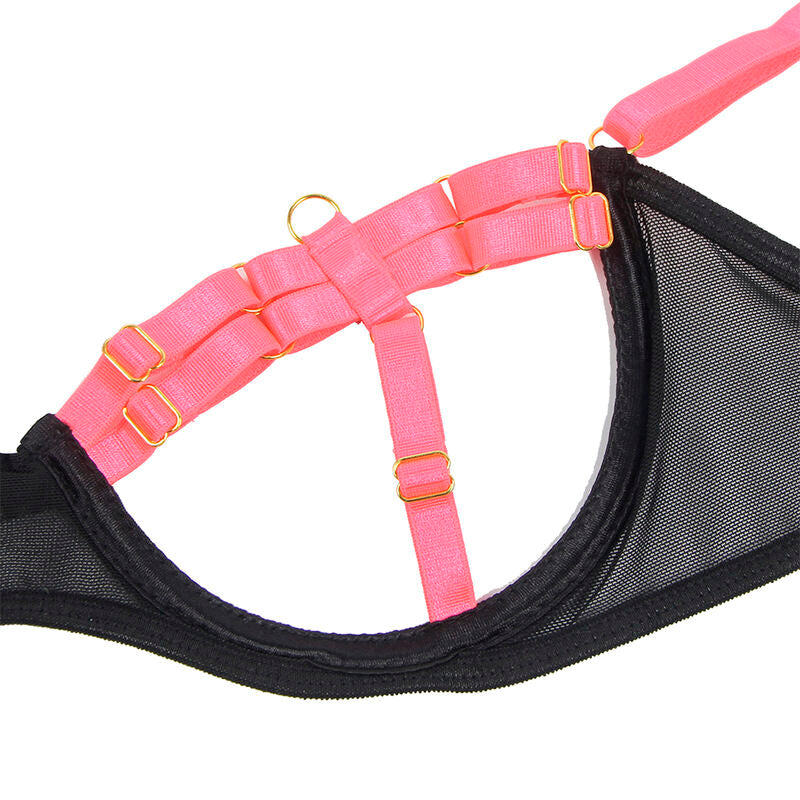 SUBBLIME - 955304 BH-SET MET KETTING EN BEENDETAILS FLUORESCEREND ROZE L/XL