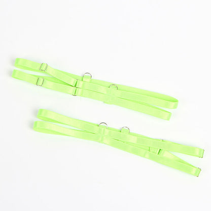 SUBBLIME - 955311 BH-SET MIT SPITZE UND STRUMPFBAND GRÜN UND BLAU S/M