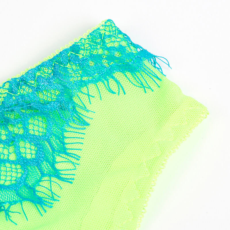 SUBBLIME - 955328 BH-SET MET KANT EN KORRELBAND GROEN EN BLAUW L/XL