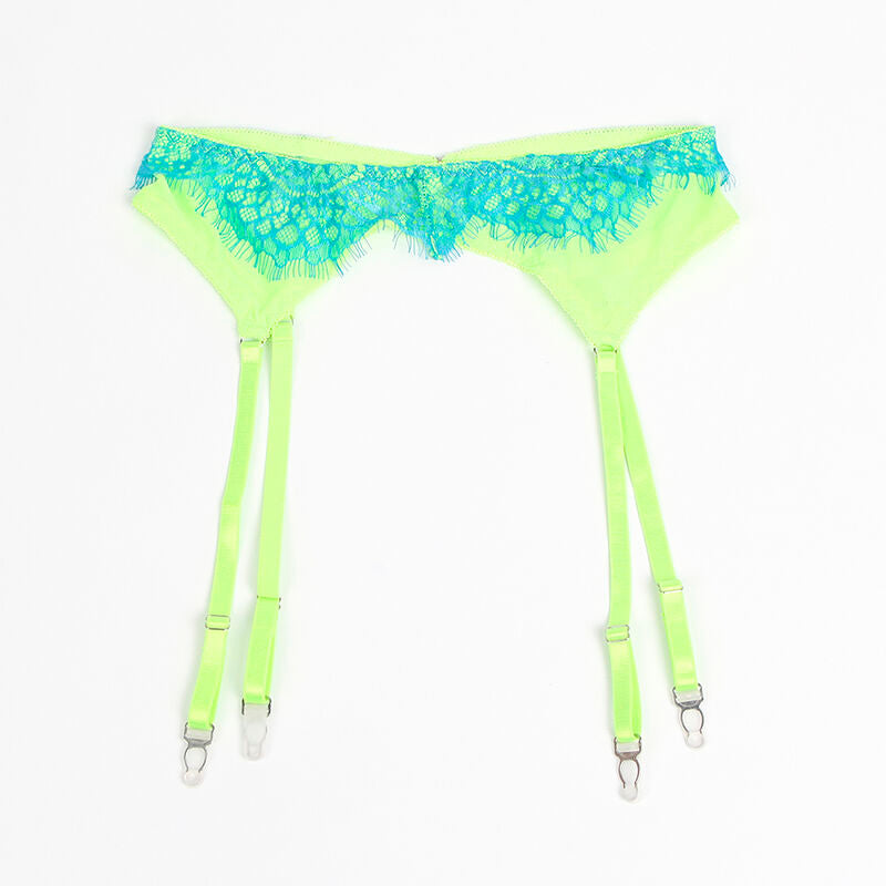 SUBBLIME - 955328 ENSEMBLE SOUTIEN-GORGE AVEC DENTELLE ET PORTE-JARRETELLES VERT ET BLEU L/XL