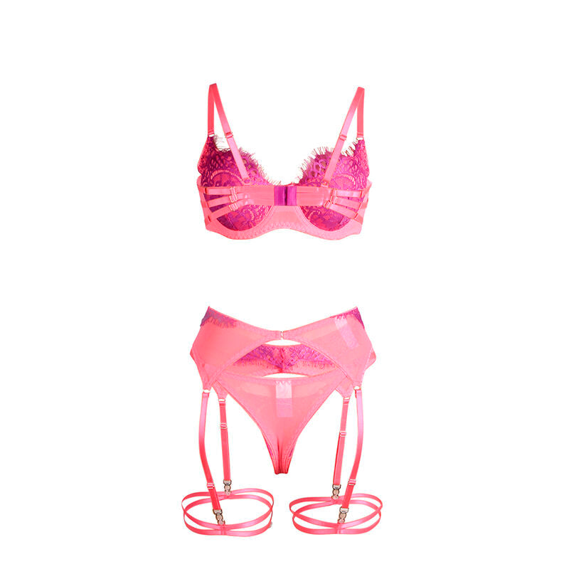 SUBBLIME - 955366 BH-SET MET KANT EN KORRELBAND ROZE EN PAARS L/XL
