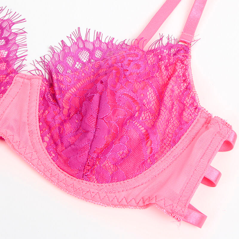 SUBBLIME - 955366 BH-SET MET KANT EN KORRELBAND ROZE EN PAARS L/XL