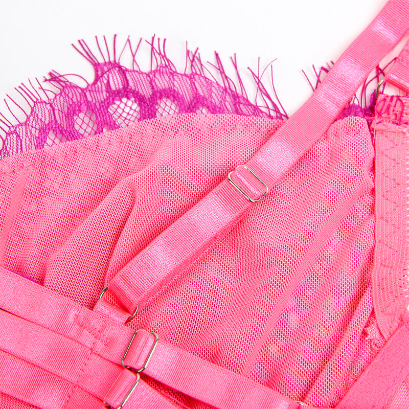 SUBBLIME - 955366 BH-SET MET KANT EN KORRELBAND ROZE EN PAARS L/XL