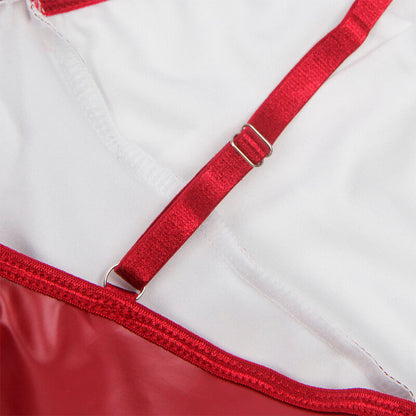 SUBBLIME - 955403 KLEID MIT BURGUNDERROTEN LEDERTRÄGERN L/XL