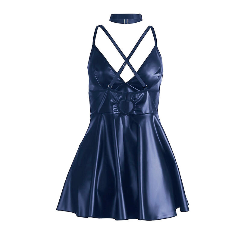 SUBBLIME - 955410 JURK MET BLAUWE LEDEREN BANDJES S/M