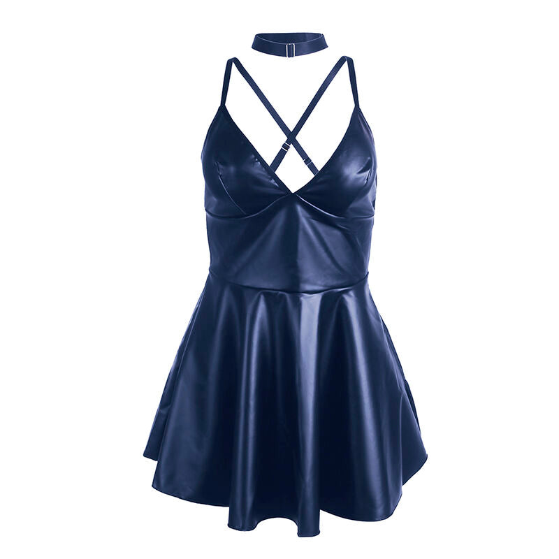 SUBBLIME - 955410 JURK MET BLAUWE LEDEREN BANDJES S/M