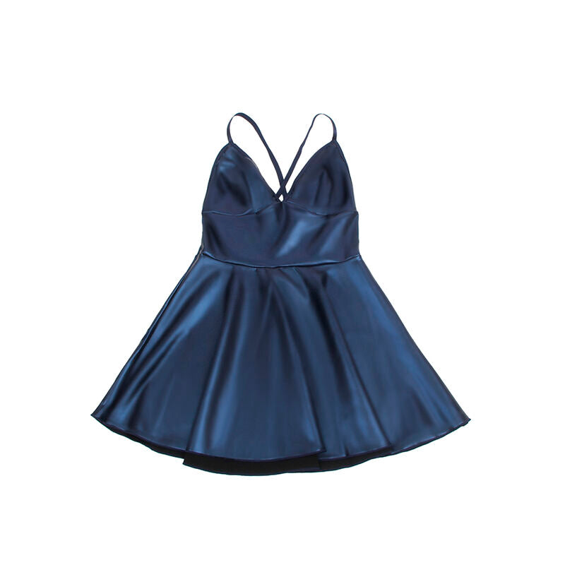 SUBBLIME - 955410 JURK MET BLAUWE LEDEREN BANDJES S/M
