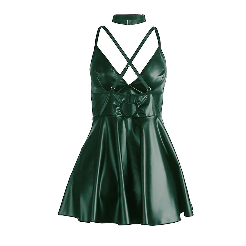 SUBBLIME - 955434 ROBE À BRETELLES EN CUIR VERT S/M