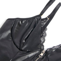 SUBBLIME - 955465 SCHWARZER LEDER-BODY MIT REISSVERSCHLUSS L/XL