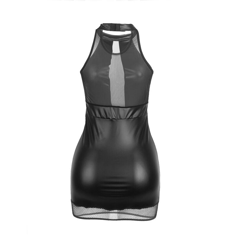 SUBBLIME - 955472 Halterjurk met transparanties, zwart, S/M
