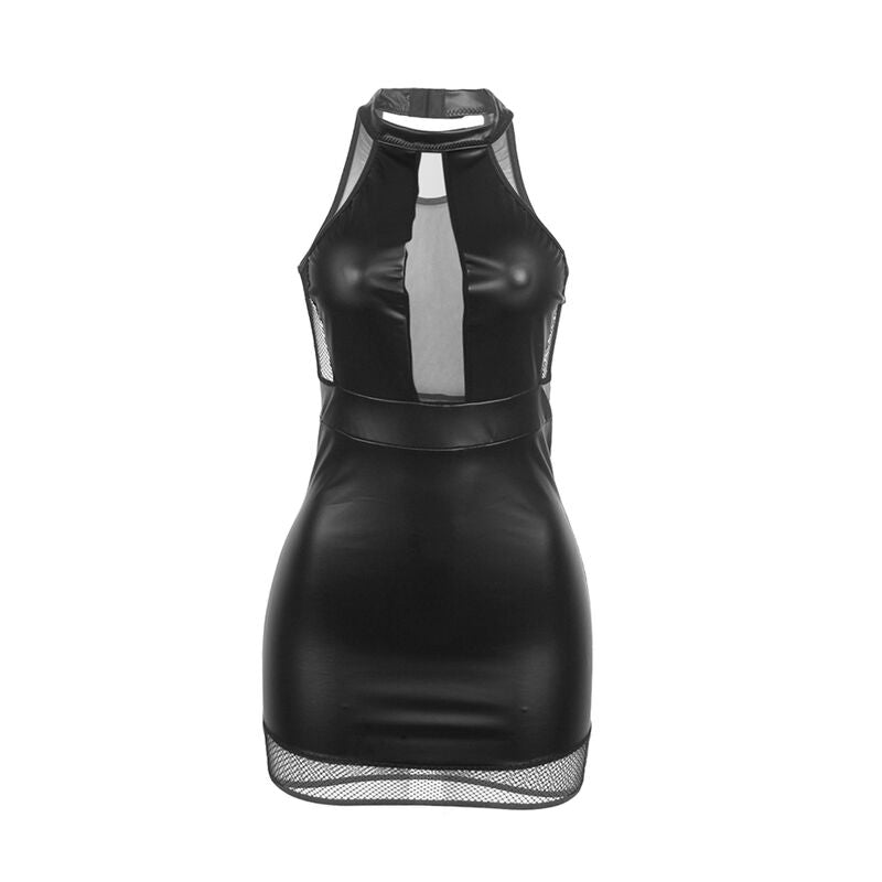 SUBBLIME - 955489 Halterjurk met transparanties, zwart, L/XL