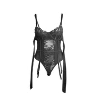 SUBBLIME - 955502 SPITZEN-BODYSUIT MIT SCHLEIFEN UND STRAPSEN SCHWARZ L/XL