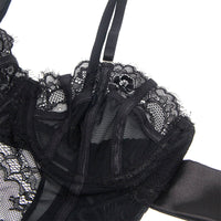 SUBBLIME - 955502 SPITZEN-BODYSUIT MIT SCHLEIFEN UND STRAPSEN SCHWARZ L/XL