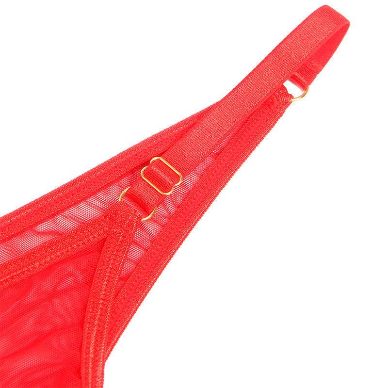 SUBBLIME - 955526 BH-SET MET KETTINGEN EN MESH HART ROOD L/XL
