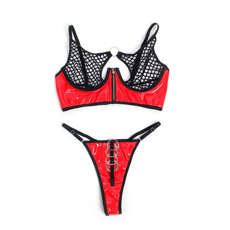 SUBBLIME - 955540 ROOD LAKLEDEREN MESH RITS BH SET L/XL