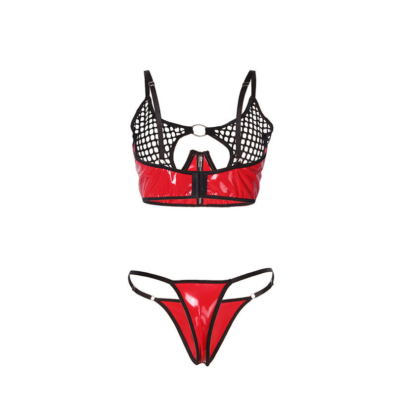 SUBBLIME - 955540 ROOD LAKLEDEREN MESH RITS BH SET L/XL