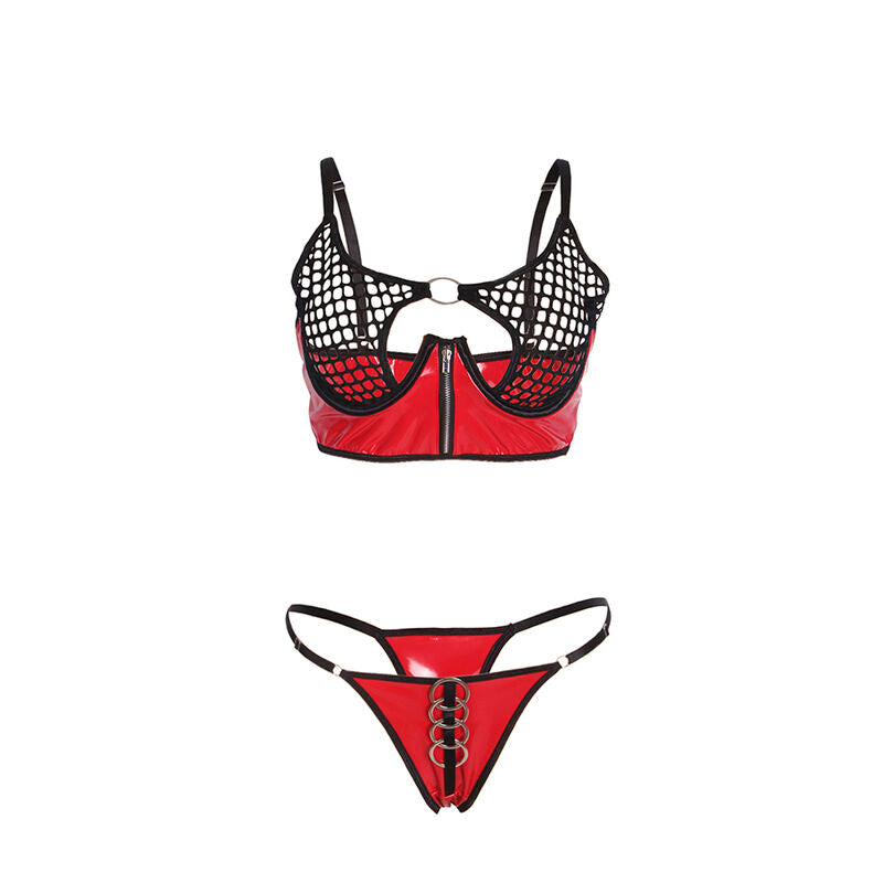 SUBBLIME - 955540 ROOD LAKLEDEREN MESH RITS BH SET L/XL