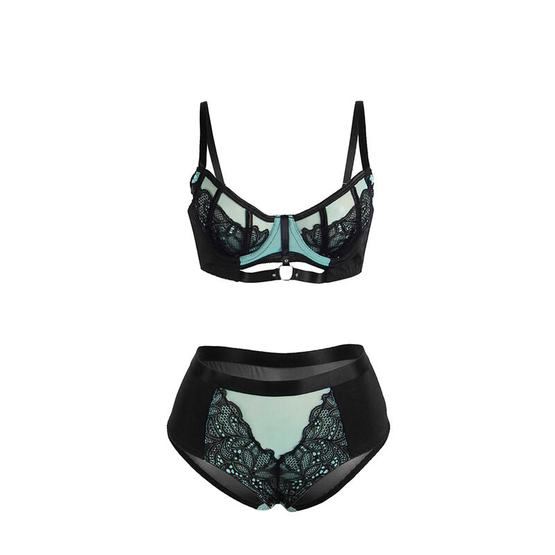 SUBBLIME - 955564 GROENE LAKLEDEREN MESH RITS BH SET L/XL