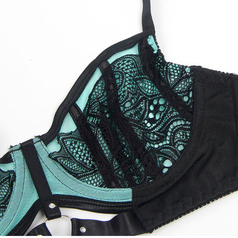 SUBBLIME - 955564 GROENE LAKLEDEREN MESH RITS BH SET L/XL