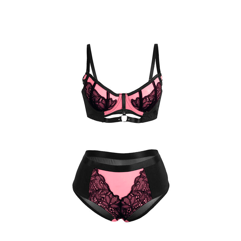 SUBBLIME - 955588 ROZE LAKLEDEREN MESH RITS BH SET L/XL
