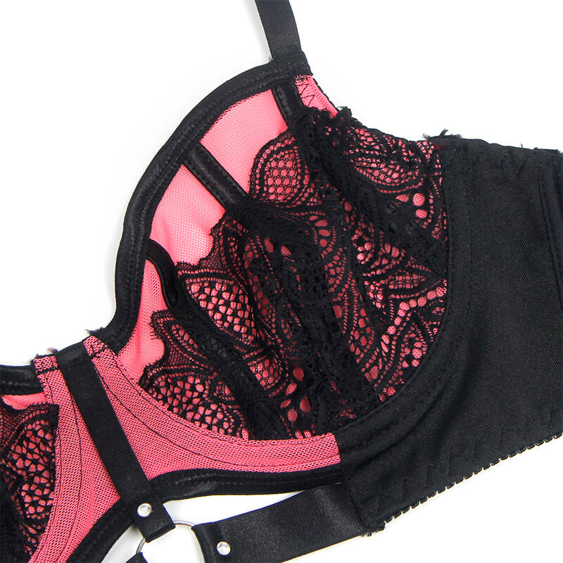 SUBBLIME - 955588 ROZE LAKLEDEREN MESH RITS BH SET L/XL