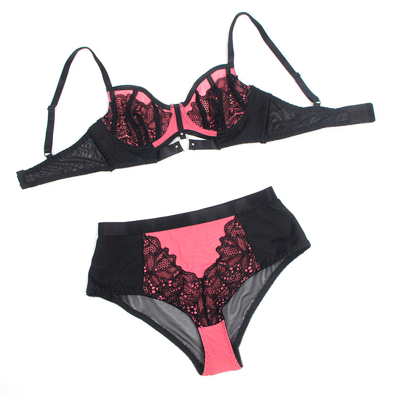 SUBBLIME - 955588 ROZE LAKLEDEREN MESH RITS BH SET L/XL