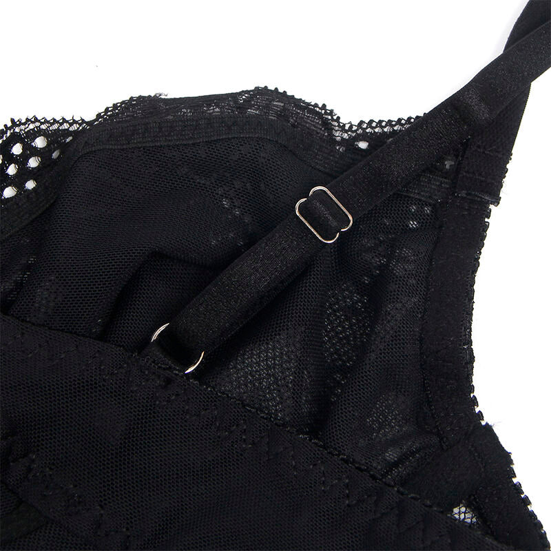 SUBBLIME - 955618 KANTEN BODYSUIT MET ONDERKANTSLUITING ZWART S/M