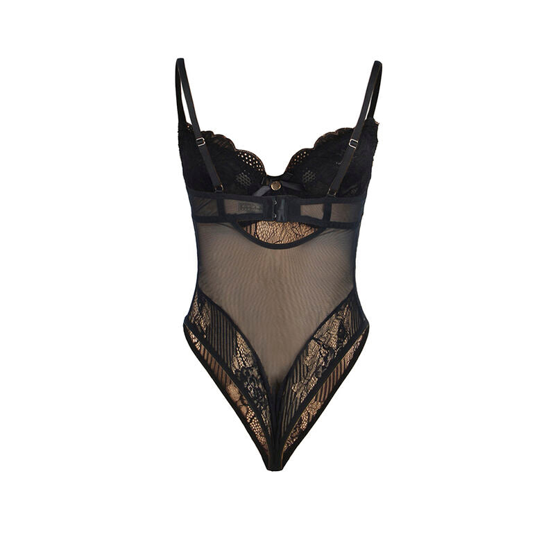 SUBBLIME - 955625 KANTEN BODYSUIT MET ONDERKANTSLUITING ZWART L/XL