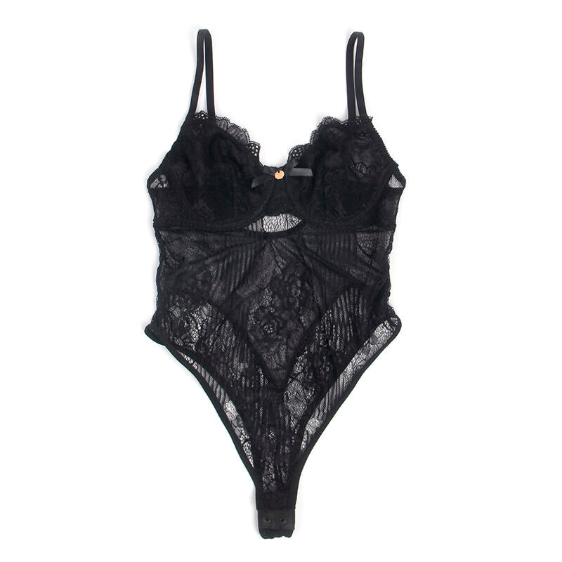 SUBBLIME - 955625 KANTEN BODYSUIT MET ONDERKANTSLUITING ZWART L/XL