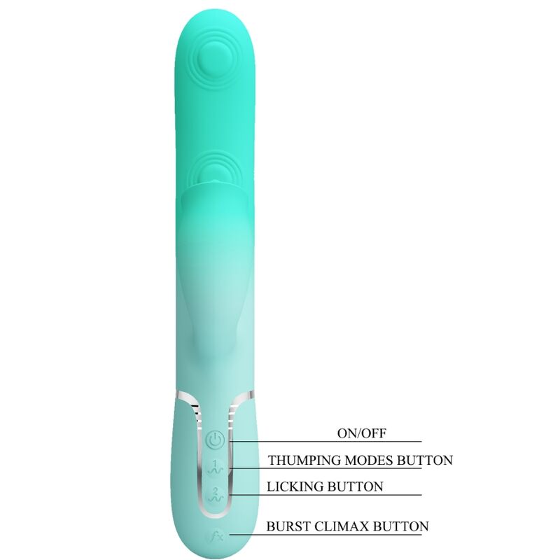 PRETTY LOVE - VIBRATEUR LAPIN MULTIFONCTIONNEL GIGI VERT AQUA