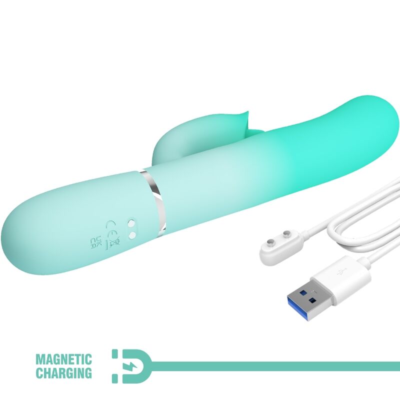 PRETTY LOVE - VIBRATEUR LAPIN MULTIFONCTIONNEL GIGI VERT AQUA