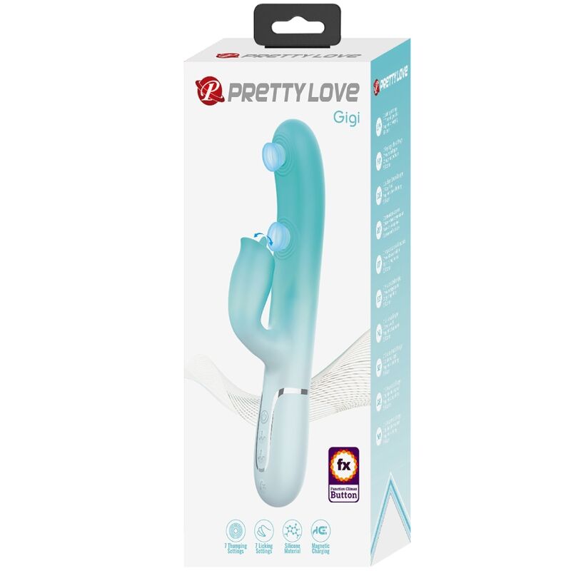 PRETTY LOVE - VIBRATEUR LAPIN MULTIFONCTIONNEL GIGI VERT AQUA