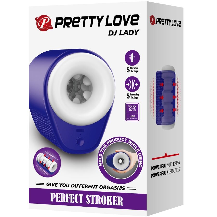 PRETTY LOVE - DJ LADY MASTURBATEUR HOMME AVEC VIBRATION 5 RÉGLAGES VIOLET