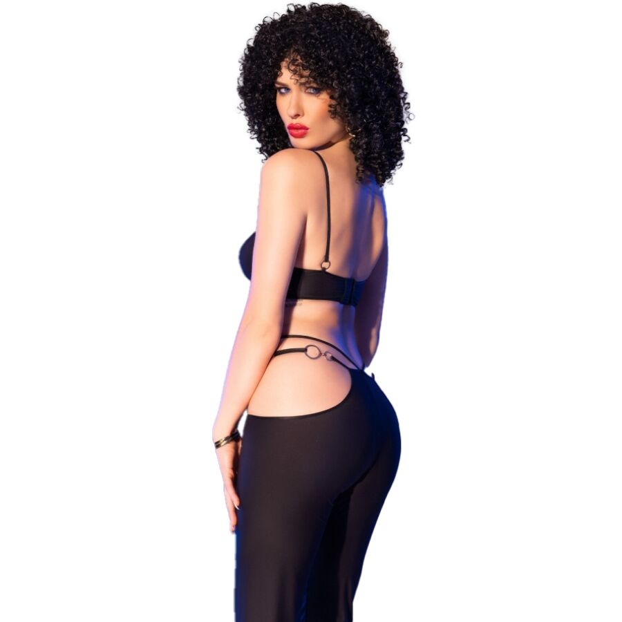 CHILIROSE - CR 4851 ZWARTE TOP EN LEGGINGS SET MET GOUDEN ACCESSOIRES L
